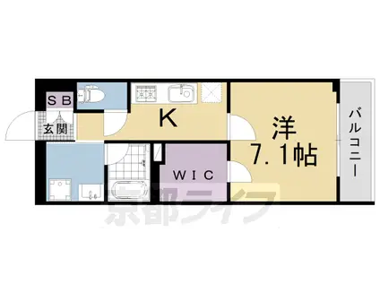 ベラジオ雅び烏丸十条Ⅱ(1K/2階)の間取り写真