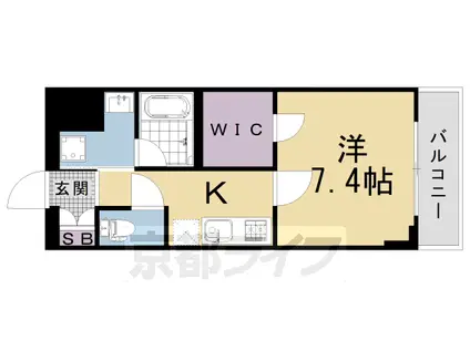 ベラジオ雅び烏丸十条Ⅱ(1K/3階)の間取り写真