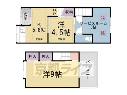 京都市東西線 醍醐駅(京都) 徒歩11分 2階建 築62年(2K)の間取り写真