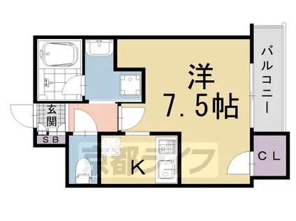 阪急電鉄京都線 大宮駅(京都) 徒歩6分 3階建 築4年(1K/1階)の間取り写真