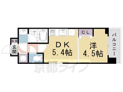 阪急電鉄京都線 西院駅(阪急) 徒歩7分 7階建 築4年(1DK/4階)の間取り写真