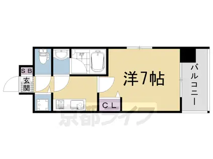 阪急電鉄京都線 西院駅(阪急) 徒歩7分 7階建 築4年(1K/2階)の間取り写真