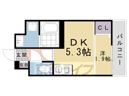 叡山電鉄 元田中駅 徒歩17分 5階建 築3年(1DK/3階)の間取り写真