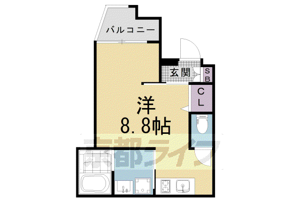叡山電鉄 元田中駅 徒歩17分 5階建 築4年(ワンルーム/3階)の間取り写真