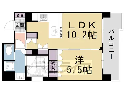 京都市烏丸線 丸太町駅(京都市営) 徒歩10分 5階建 築4年(1LDK/4階)の間取り写真