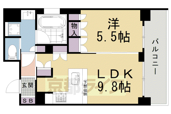 京都市烏丸線 丸太町駅(京都市営) 徒歩10分 5階建 築4年(1LDK/5階)の間取り写真