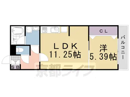 阪急電鉄京都線 洛西口駅 徒歩18分 2階建 築3年(1LDK/1階)の間取り写真