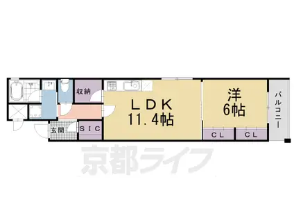 阪急電鉄京都線 烏丸駅 徒歩9分 5階建 築3年(1LDK/5階)の間取り写真