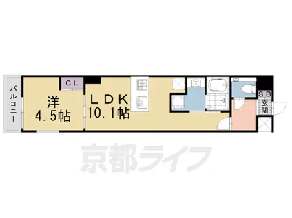 京都市東西線 三条京阪駅 徒歩2分 5階建 築2年(1LDK/3階)の間取り写真
