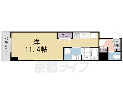 京都市東西線 三条京阪駅 徒歩2分 5階建 築2年(ワンルーム/2階)の間取り写真