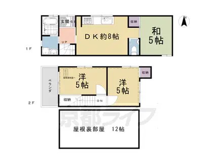 京都市烏丸線 十条駅(京都市営) 徒歩5分 2階建 築67年(3DK)の間取り写真