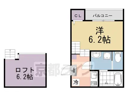 京阪電気鉄道京阪線 伏見稲荷駅 徒歩9分 2階建 築1年(1K/1階)の間取り写真