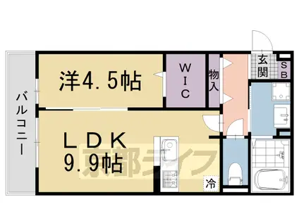 阪急電鉄京都線 大宮駅(京都) 徒歩10分 3階建 築3年(1LDK/3階)の間取り写真