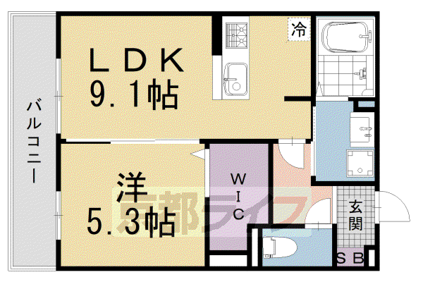 阪急電鉄京都線 大宮駅(京都) 徒歩10分 3階建 築4年(1LDK/2階)の間取り写真