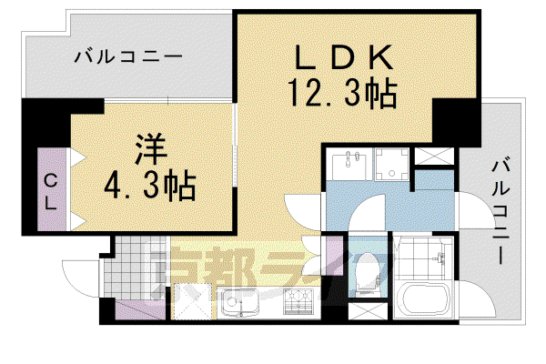 東海道本線 向日町駅 徒歩4分 6階建 築4年(1LDK/5階)の間取り写真