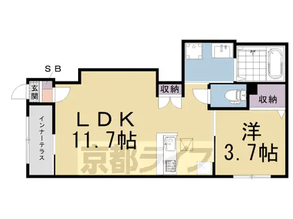 京阪電気鉄道京阪線 鳥羽街道駅 徒歩7分 2階建 築3年(1LDK/1階)の間取り写真