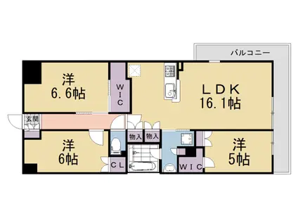 クラッシィハウス京都六地蔵 ゲートテラス棟(3LDK/17階)の間取り写真
