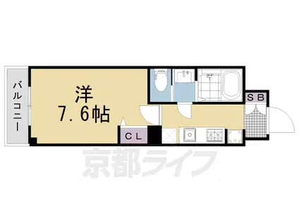 キンブリッジ京都千本丸太町(1K/1階)の間取り写真