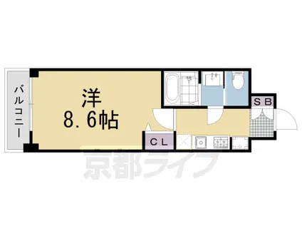 キンブリッジ京都千本丸太町(1K/4階)の間取り写真