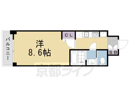キンブリッジ京都千本丸太町(1K/6階)の間取り写真