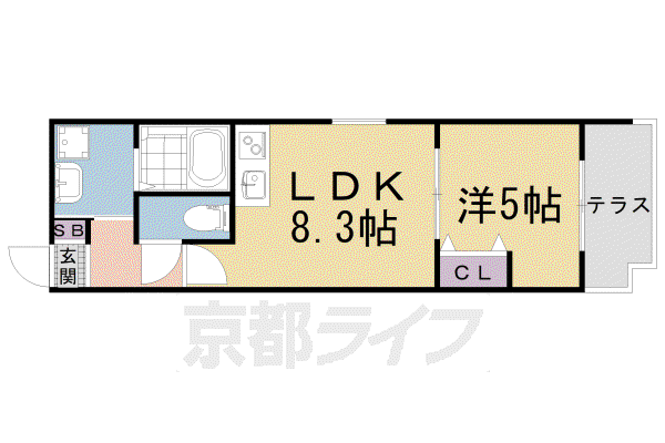 京都市烏丸線 鞍馬口駅 徒歩19分 3階建 築4年(1LDK/地下階)の間取り写真