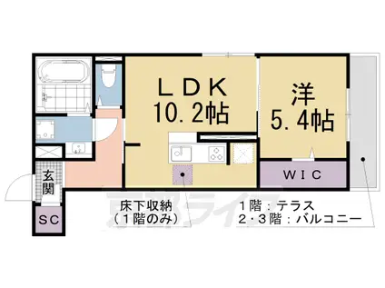 THEBONDS三井寺(1LDK/3階)の間取り写真