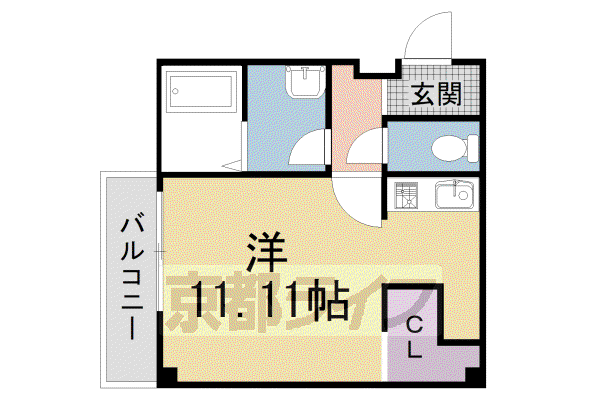 京阪電気鉄道京阪線 伏見稲荷駅 徒歩11分 3階建 築4年(ワンルーム/2階)の間取り写真