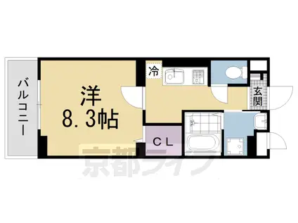 近鉄京都線 竹田駅(京都) 徒歩4分 5階建 築3年(1K/1階)の間取り写真