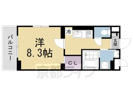 近鉄京都線 竹田駅(京都) 徒歩4分 5階建 築3年(1K/3階)の間取り写真