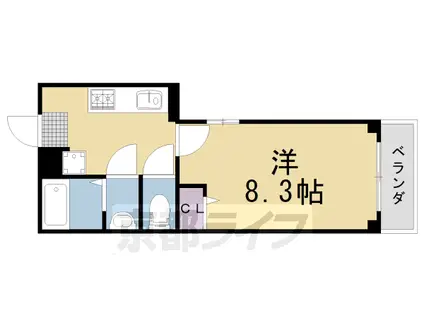 山陰本線 花園駅(京都) 徒歩15分 4階建 築10年(1K/1階)の間取り写真