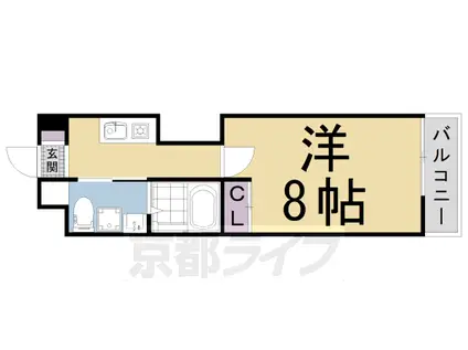 京都市烏丸線 今出川駅 徒歩4分 4階建 築3年(1K/1階)の間取り写真