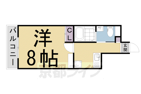 京都市烏丸線 今出川駅 徒歩4分 4階建 築4年(1K/4階)の間取り写真