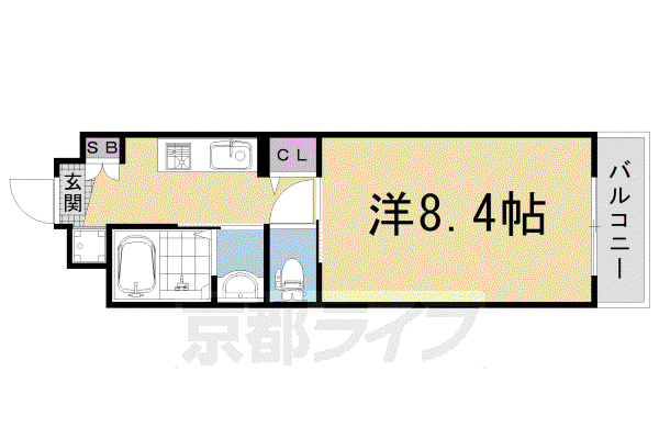 阪急電鉄嵐山線 松尾大社駅 徒歩8分 6階建 築4年(1K/1階)の間取り写真