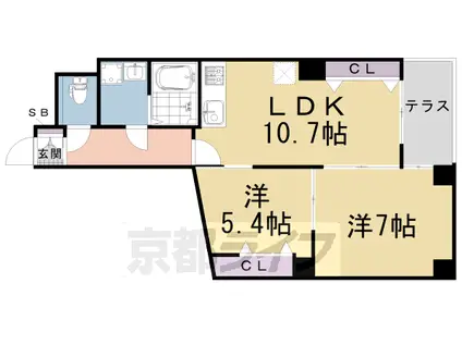 シャトー・ヴィヴァン(2LDK/1階)の間取り写真