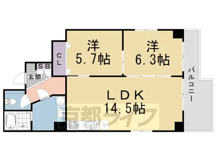 シャトー・ヴィヴァン(2LDK/7階)の間取り写真
