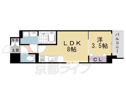 CREST TAPP 京都西京極DEX(1LDK/5階)の間取り写真