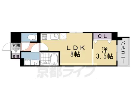 CREST TAPP 京都西京極DEX(1LDK/6階)の間取り写真