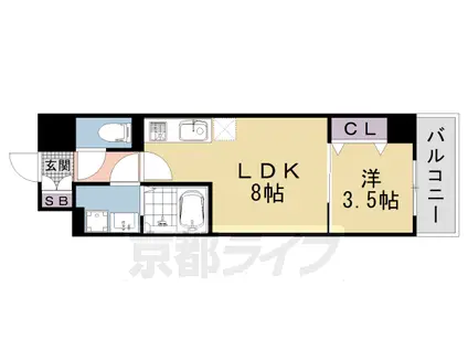 CREST TAPP 京都西京極DEX(1LDK/5階)の間取り写真