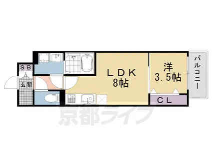 CREST TAPP 京都西京極DEX(1LDK/6階)の間取り写真