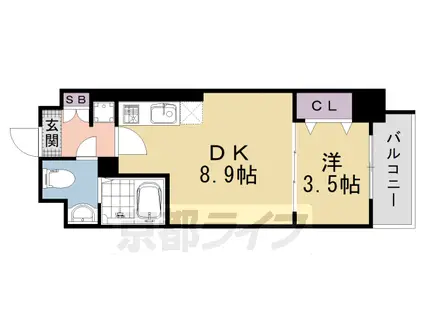 CREST TAPP 京都西京極DEX(1LDK/4階)の間取り写真