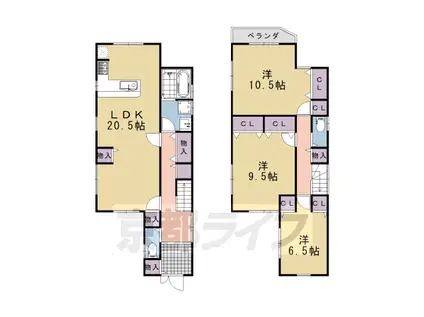 阪急電鉄京都線 西山天王山駅 徒歩18分 2階建 築1年(3LDK)の間取り写真