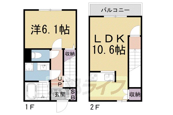 メゾントワ膳所(1LDK/1階)の間取り写真