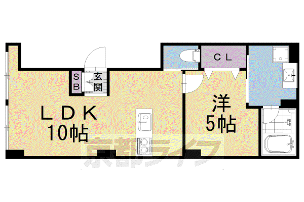 阪急電鉄京都線 京都河原町駅 徒歩7分 5階建 築57年(1LDK/2階)の間取り写真