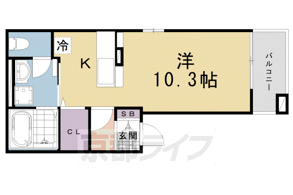 東海道本線 西大路駅 徒歩15分 3階建 築4年(ワンルーム/3階)の間取り写真