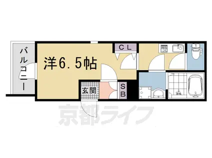 山陰本線 太秦駅(ＪＲ) 徒歩5分 3階建 築3年(1K/1階)の間取り写真