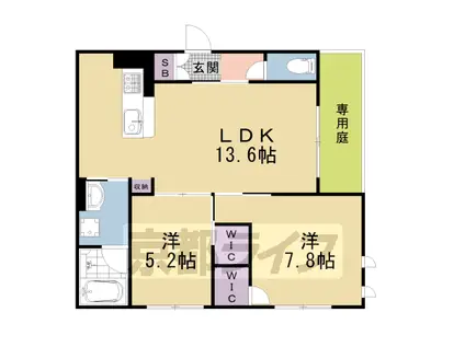 阪急電鉄京都線 西京極駅 徒歩7分 4階建 築3年(2LDK/1階)の間取り写真