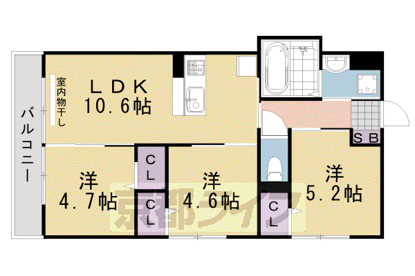 ウッズ荒塚(3LDK/1階)の間取り写真