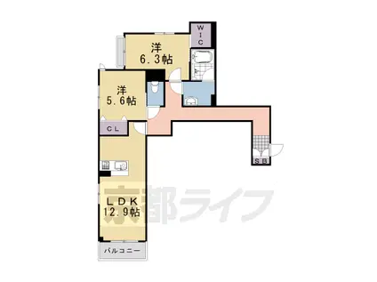 SHAMAISON嵐山華(2LDK/2階)の間取り写真