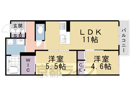 シャーメゾン桂川(2LDK/3階)の間取り写真
