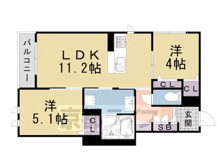 シャーメゾン桂川(2LDK/3階)の間取り写真